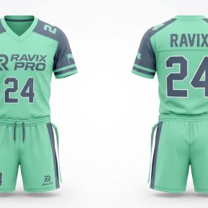 Custom Mint Green and Grey Flag Football Uniform – custom manufactured by Ravix Pro Industry, Sialkot, Pakistan