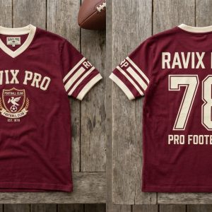 Custom Maroon Vintage Football Jersey – custom manufactured by Ravix Pro Industry, Sialkot, Pakistan