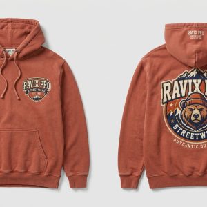 Custom Rust Orange Fleece Hoodie – custom manufactured by Ravix Pro Industry, Sialkot, Pakistan