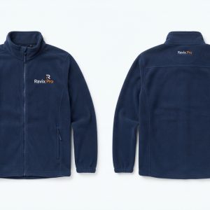 Custom Navy Fleece Work Jacket – custom manufactured by Ravix Pro Industry, Sialkot, Pakistan