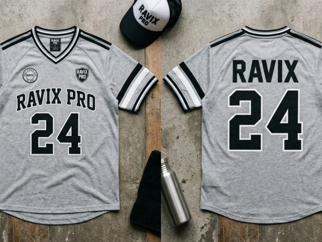 Custom Grey and Black Stripe Sleeve Football Jersey – custom manufactured by Ravix Pro Industry, Sialkot, Pakistan