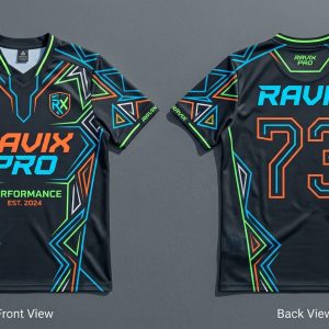 Custom Black Neon Line Football Jersey – custom manufactured by Ravix Pro Industry, Sialkot, Pakistan