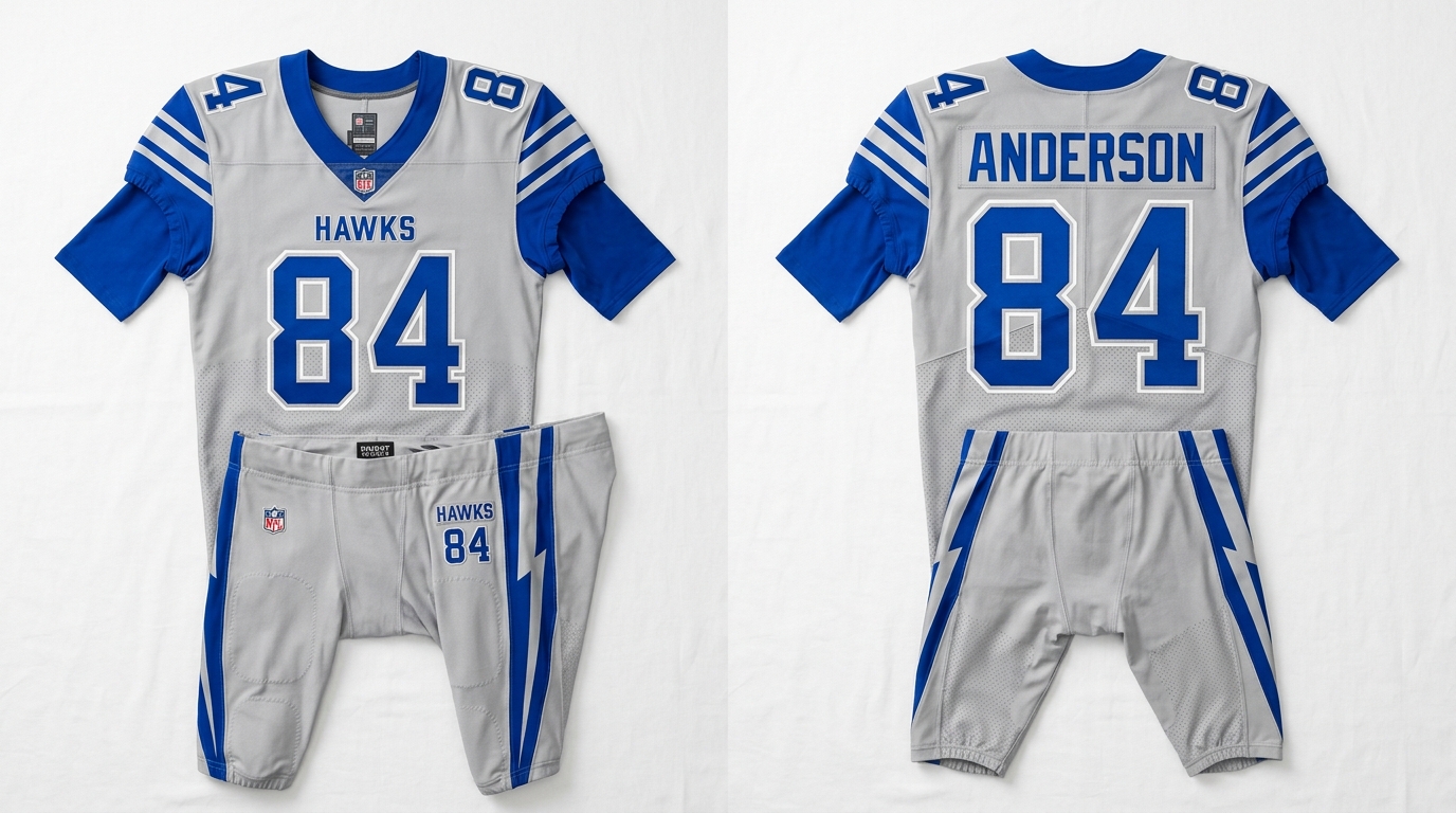 Custom Grey and Royal Blue American Football Uniform Custom Grey and Royal Blue American Football Uniform – custom manufactured by Ravix Pro Industry, Sialkot, Pakistan