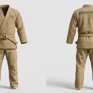 Custom Khaki Judo Gi – custom manufactured by Ravix Pro Industry, Sialkot, Pakistan