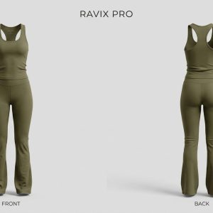 Custom Olive Yoga Set – custom manufactured by Ravix Pro Industry, Sialkot, Pakistan