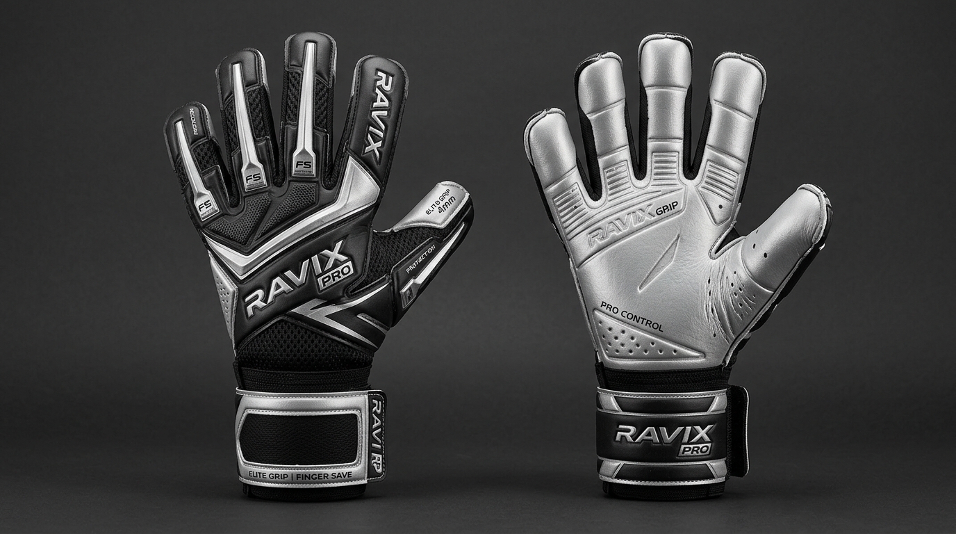 Custom Black and Silver Goalkeeper Gloves Custom Black and Silver Goalkeeper Gloves – custom manufactured by Ravix Pro Industry, Sialkot, Pakistan