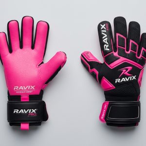 Custom Hot Pink and Black Goalkeeper Gloves – custom manufactured by Ravix Pro Industry, Sialkot, Pakistan
