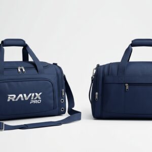 Custom Navy Gym Duffle Bag – custom manufactured by Ravix Pro Industry, Sialkot, Pakistan