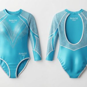 Custom Turquoise Gymnastics Leotard – custom manufactured by Ravix Pro Industry, Sialkot, Pakistan