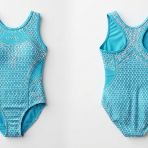 Custom Sky Blue Gymnastics Leotard – custom manufactured by Ravix Pro Industry, Sialkot, Pakistan