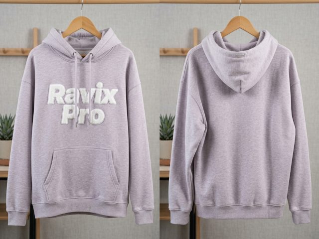 Custom Lavender Hoodie with Puff Print Logo – custom manufactured by Ravix Pro Industry, Sialkot, Pakistan