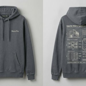 Custom Charcoal Grey Streetwear Hoodie – custom manufactured by Ravix Pro Industry, Sialkot, Pakistan