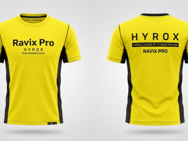 Custom Yellow and Black Hyrox Performance Shirt – custom manufactured by Ravix Pro Industry, Sialkot, Pakistan