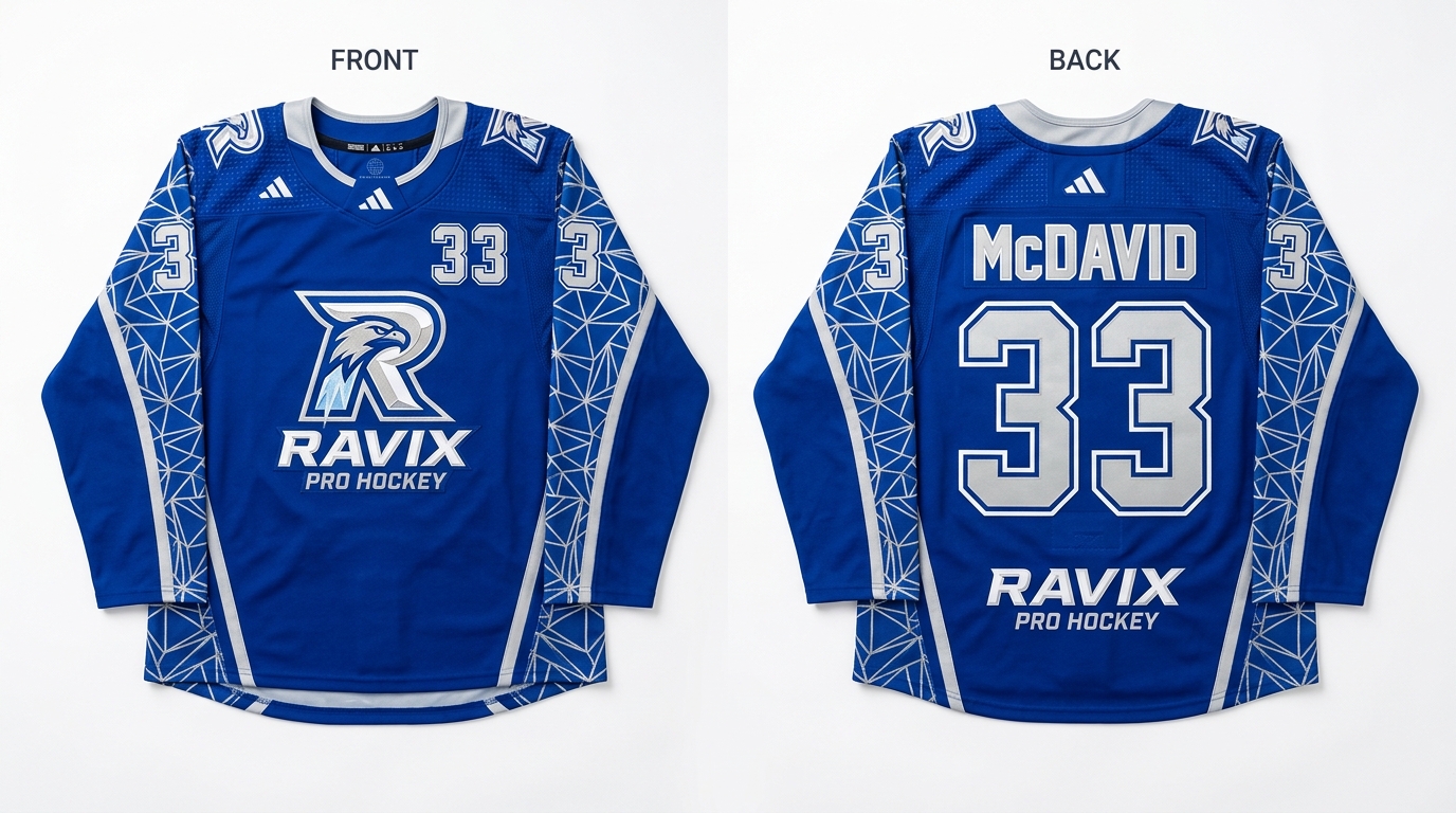 Custom Royal Blue and White Ice Hockey Uniform Custom Royal Blue and White Ice Hockey Uniform – custom manufactured by Ravix Pro Industry, Sialkot, Pakistan