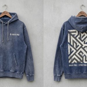 Custom Indigo Streetwear Hoodie – custom manufactured by Ravix Pro Industry, Sialkot, Pakistan