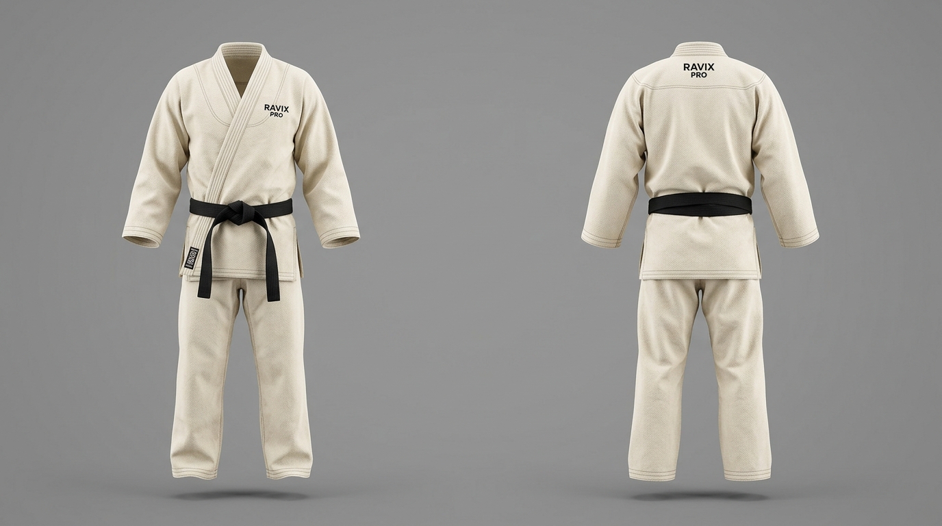 Custom Natural Cream Karate Gi Custom Natural Cream Karate Gi – custom manufactured by Ravix Pro Industry, Sialkot, Pakistan