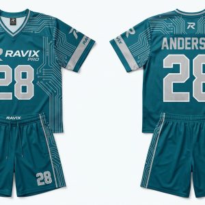 Custom Teal Lacrosse Uniform – custom manufactured by Ravix Pro Industry, Sialkot, Pakistan