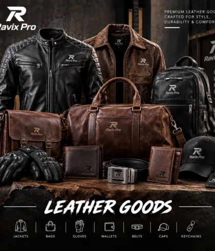 Custom Leather Goods manufactured by Ravix Pro Industry in Sialkot, Pakistan