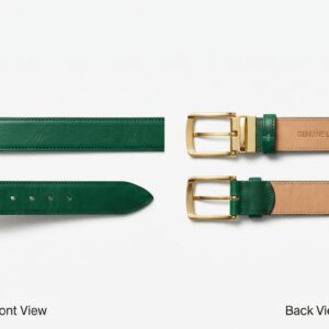 Custom Green Leather Belt – custom manufactured by Ravix Pro Industry, Sialkot, Pakistan