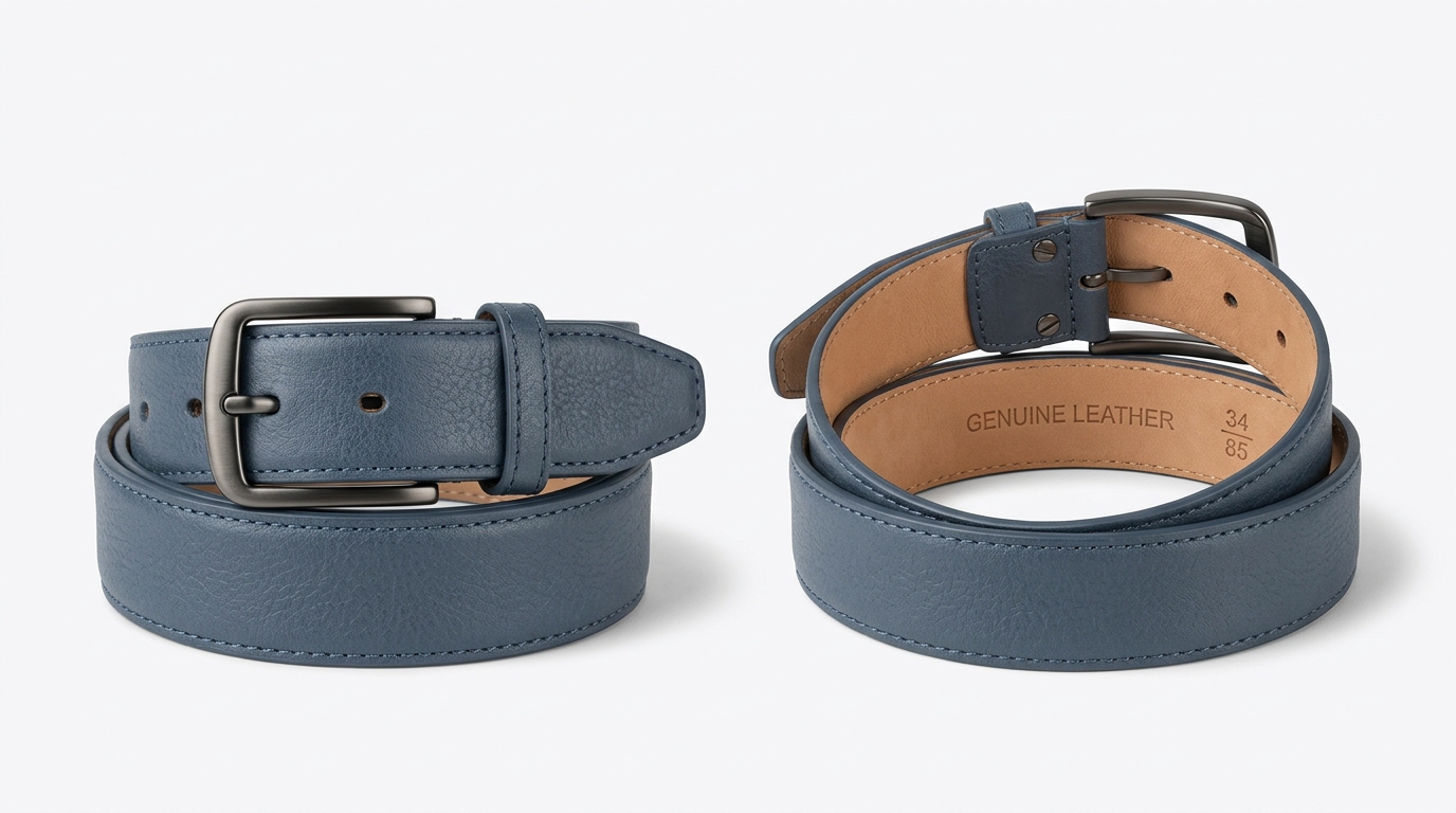 Custom Slate Blue Leather Belt Custom Slate Blue Leather Belt – custom manufactured by Ravix Pro Industry, Sialkot, Pakistan