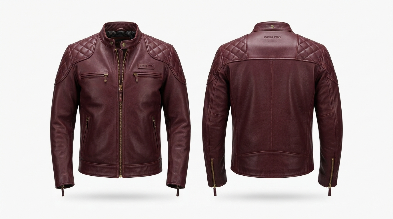 Custom Burgundy Leather Jacket Custom Burgundy Leather Jacket – custom manufactured by Ravix Pro Industry, Sialkot, Pakistan