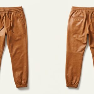 Custom Cognac Leather Joggers – custom manufactured by Ravix Pro Industry, Sialkot, Pakistan