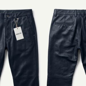 Custom Navy Leather Pants – custom manufactured by Ravix Pro Industry, Sialkot, Pakistan