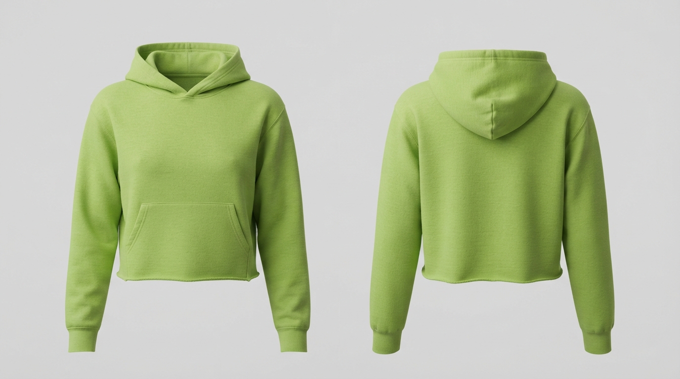 Blank Lime Green Cropped Hoodie Blank Lime Green Cropped Hoodie – custom manufactured by Ravix Pro Industry, Sialkot, Pakistan