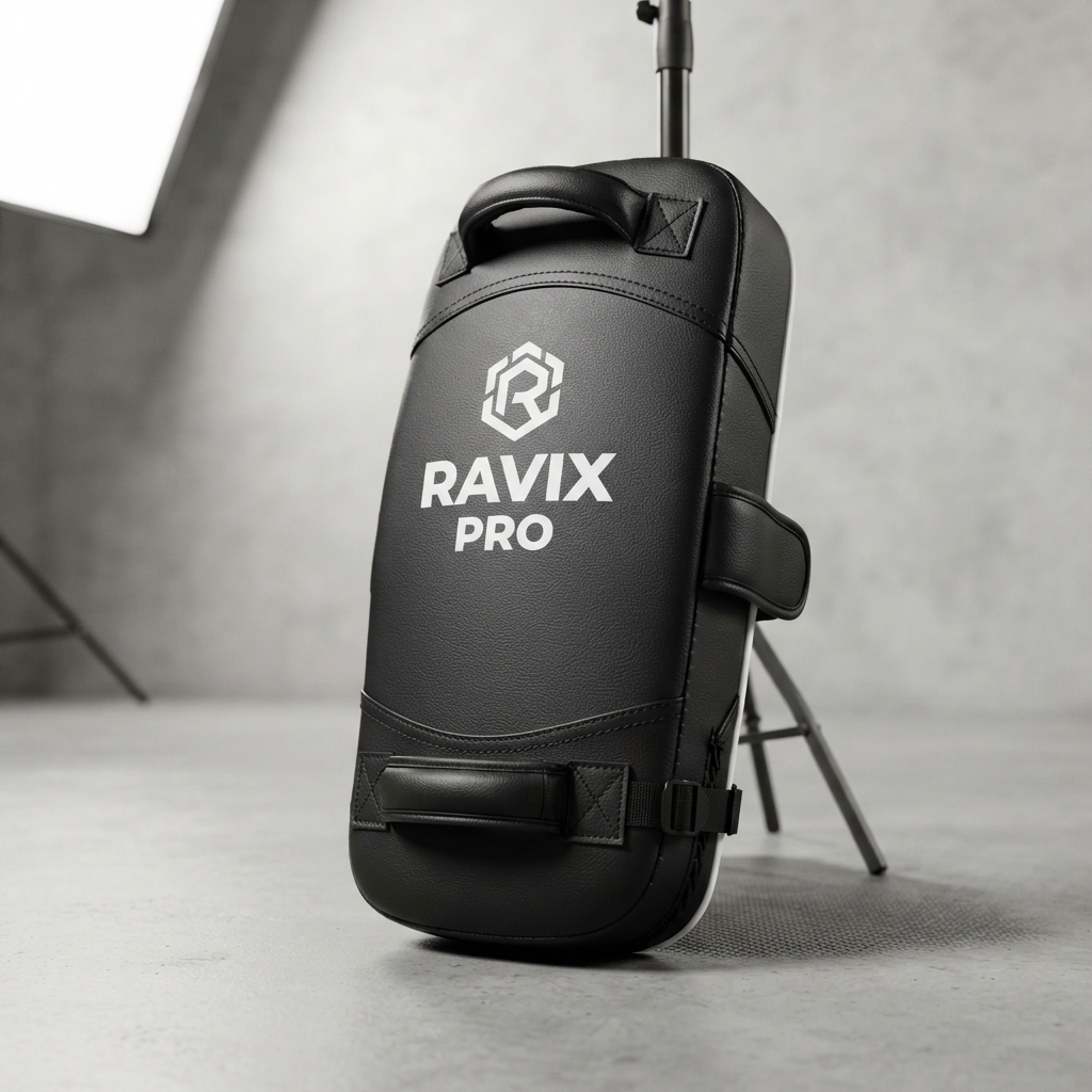 Custom Black MMA Kick Shield Custom Black MMA Kick Shield – custom manufactured by Ravix Pro Industry, Sialkot, Pakistan