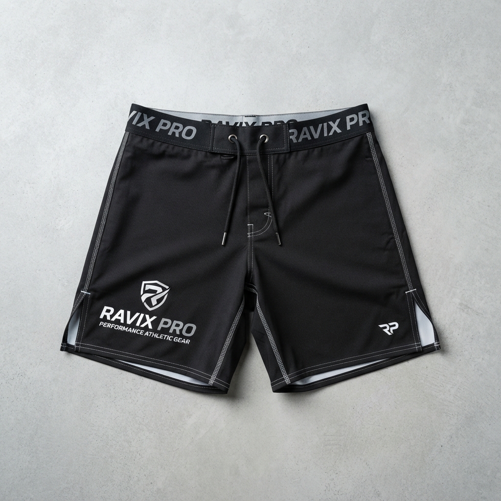 How to Start a Fightwear Brand (MMA, BJJ and Boxing) With a Manufacturer Custom Black MMA Shorts with Side Slits – custom manufactured by Ravix Pro Industry, Sialkot, Pakistan
