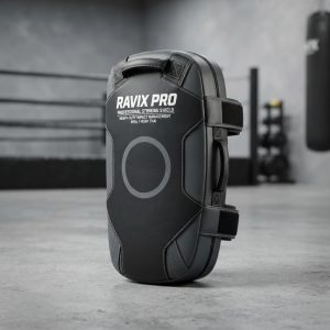 Custom Black MMA Striking Kick Shield – custom manufactured by Ravix Pro Industry, Sialkot, Pakistan