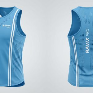 Custom Sky Blue Marathon Singlet – custom manufactured by Ravix Pro Industry, Sialkot, Pakistan