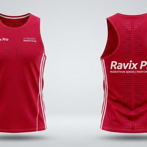 Custom Red Marathon Singlet – custom manufactured by Ravix Pro Industry, Sialkot, Pakistan