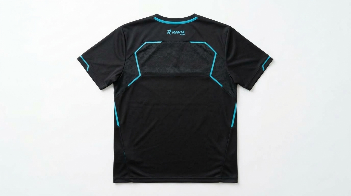 Custom Matte Black and Aqua Pickleball Shirt Custom Matte Black and Aqua Pickleball Shirt – custom manufactured by Ravix Pro Industry, Sialkot, Pakistan
