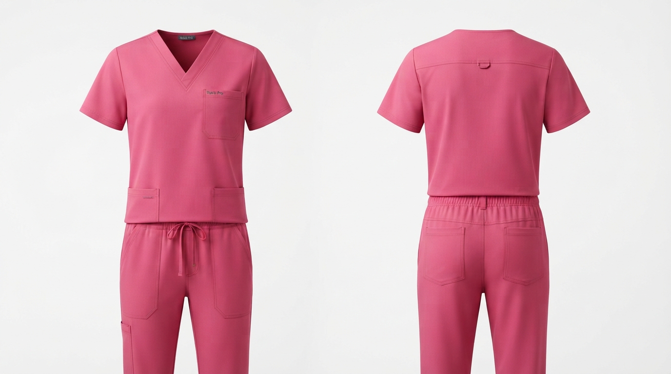 Custom Hot Pink Medical Scrubs Set Custom Hot Pink Medical Scrubs Set – custom manufactured by Ravix Pro Industry, Sialkot, Pakistan