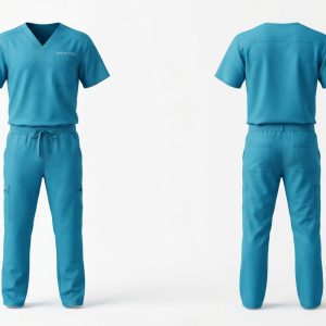 Custom Caribbean Blue Medical Scrubs Set – custom manufactured by Ravix Pro Industry, Sialkot, Pakistan