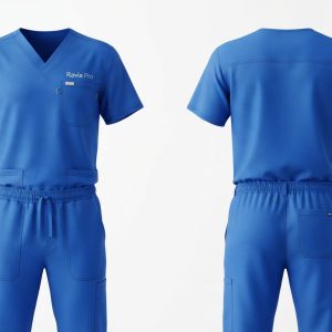 Custom Galaxy Blue Medical Scrubs Set – custom manufactured by Ravix Pro Industry, Sialkot, Pakistan