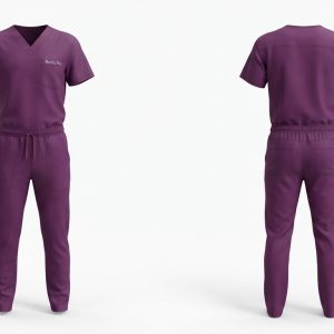 Custom Plum Medical Scrubs Set – custom manufactured by Ravix Pro Industry, Sialkot, Pakistan