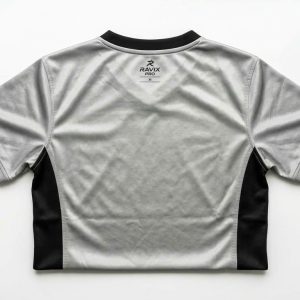 Custom Silver Grey and Black Padel Shirt – custom manufactured by Ravix Pro Industry, Sialkot, Pakistan