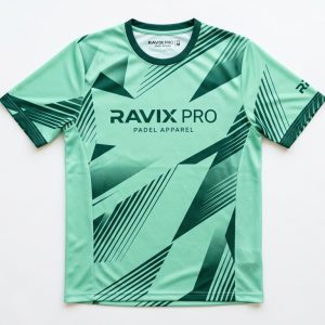Custom Mint Green Abstract Stripe Padel Jersey – custom manufactured by Ravix Pro Industry, Sialkot, Pakistan