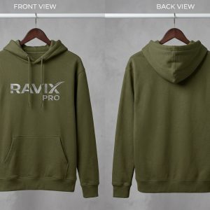Custom Olive Hoodie with Tonal Logo – custom manufactured by Ravix Pro Industry, Sialkot, Pakistan