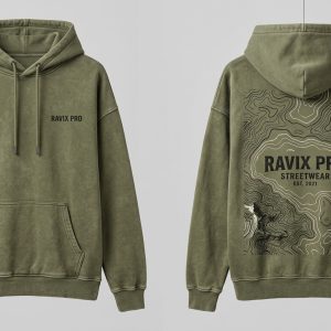 Custom Olive Oversized Hoodie – custom manufactured by Ravix Pro Industry, Sialkot, Pakistan