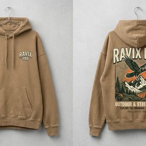 Custom Camel Oversized Hoodie – custom manufactured by Ravix Pro Industry, Sialkot, Pakistan