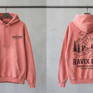 Custom Salmon Pink Oversized Hoodie – custom manufactured by Ravix Pro Industry, Sialkot, Pakistan