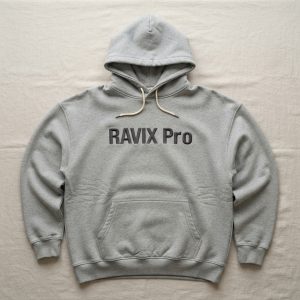 Custom Grey Oversized Hoodie with Embroidered Logo – custom manufactured by Ravix Pro Industry, Sialkot, Pakistan