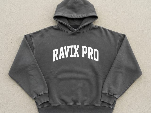 Custom Charcoal Oversized Hoodie with Arch Print – custom manufactured by Ravix Pro Industry, Sialkot, Pakistan