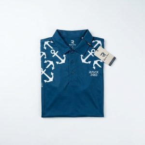 Custom Navy Abstract Padel Polo – custom manufactured by Ravix Pro Industry, Sialkot, Pakistan