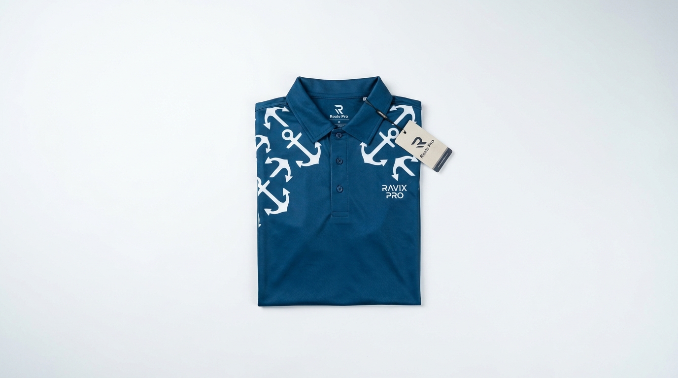 Custom Navy Abstract Padel Polo Custom Navy Abstract Padel Polo – custom manufactured by Ravix Pro Industry, Sialkot, Pakistan