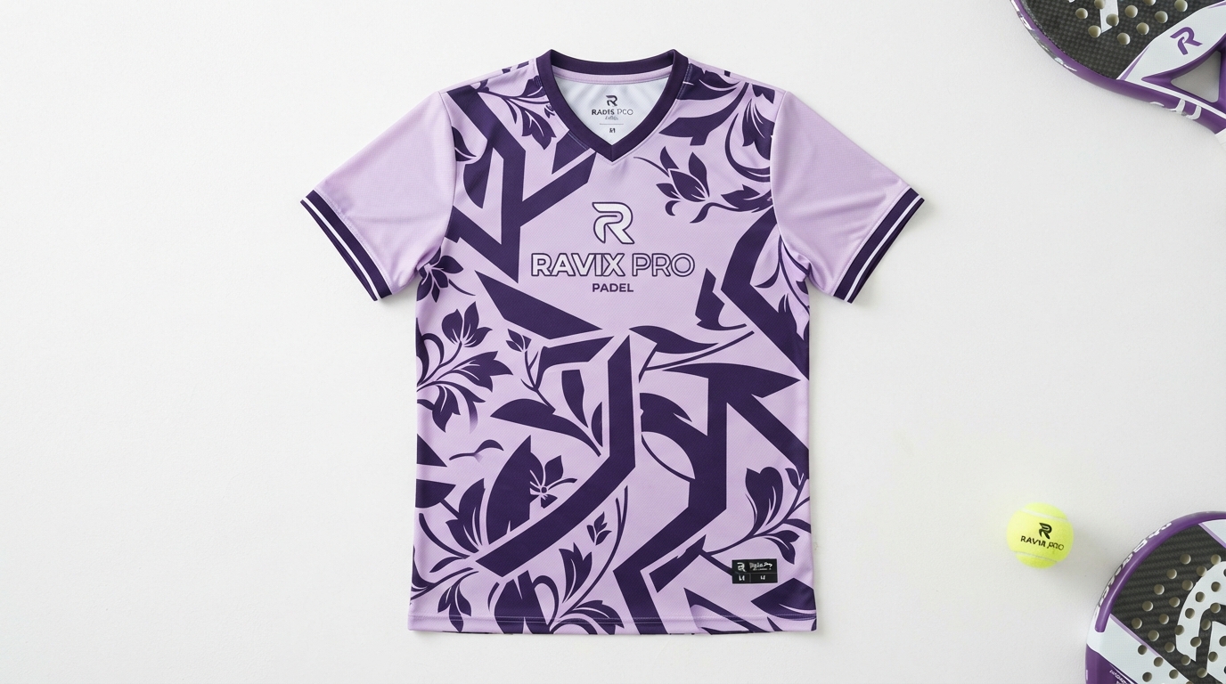 Custom Lilac Abstract Padel Jersey Custom Lilac Abstract Padel Jersey – custom manufactured by Ravix Pro Industry, Sialkot, Pakistan