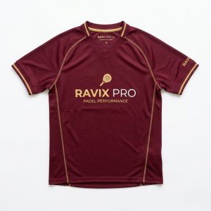 Custom Burgundy Padel Jersey with Gold Trim – custom manufactured by Ravix Pro Industry, Sialkot, Pakistan